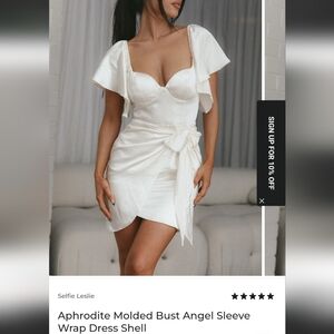 Selfie Leslie Aphrodite Satin Wrap Mini Dress -Shell